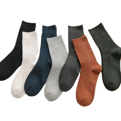 China New Product Men's Cotton Socks Men's QUICK DRY Solid Color Work Casual Mid Tube Bangs Double Needle Socks for sale