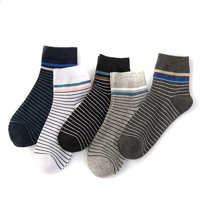 China Wholesale Antibacterial Mens Cool Socks MW19205 Striped Casual Sporty Short Cotton Booties Low Cut Crew Socks for sale