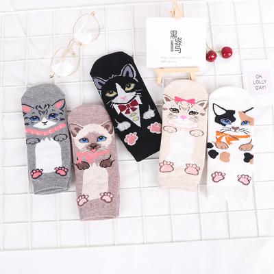 China New Antibacterial Fashion Cartoon Animal Pattern Boots 3d Shorts Boat Socks Cute Cat Socks for sale