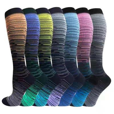 China Wholesale Custom Gradient QUICK DRY Mixed Color New Style Women Compression Mid Tube Socks Nylon Sports Socks for sale