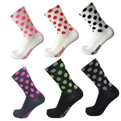 China New Anti Silp Polka Dot QUICK DRY Compression Pure Dot Cycling Socks Outdoor Sports Running Polka Dot Socks for sale