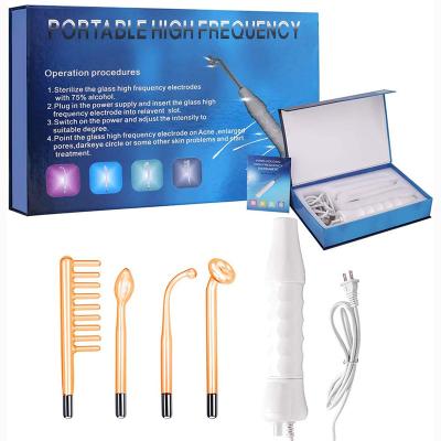 China Anti-Puffiness Acne Treatment Electrode Therapy Ozone Facial Wand Machine Portable High Frequency Facial Device for sale