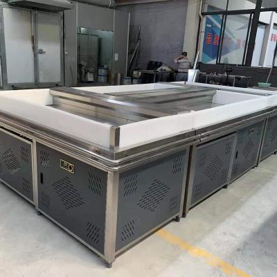 China Single-temperature counter stainless steel fish display table fish machine stainless steel fish display counter for sale