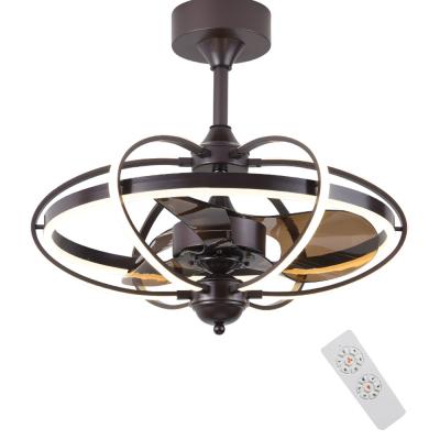 China Industrial Vintage Ceiling Fan Chandelier Remote Control Bladeless Led Combo Lighting for sale