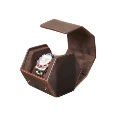 中国 Custom Logo Genuine Leather Watch travel Box Organizer Hexagon Watch Roll For Wrist Watch 販売のため