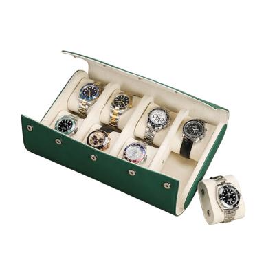 中国 Custom Genuine Leather 8 Slots Watch Roll Travel Case Leather Watch Storage Organizer Box Case 販売のため