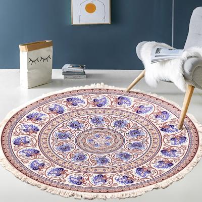 China Washable Carpet Living Room Bedroom Cotton Round Line Ornate Around Luxury Rug Area Rug Floor Mat Rug for sale