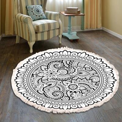 China Washable Retro Pattern Carpet Round Cushion Can Be Customized Custom Logo Shape Pattern Round Carpet for sale