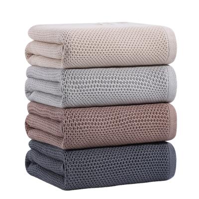 China Wholesale Home Cotton Honeycomb Bath Towel Set Luxury Thick Bath Towels With Custom Logo for sale