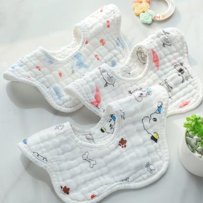 China Fashionable and Comfortable Washable Cotton Ruffle Plain Baby Muslin Bib for sale