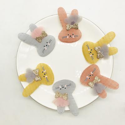 China Handmade Sew On Cute Rabbit Patches DIY Handmade Fabric Appliques For Kids Clothing for sale