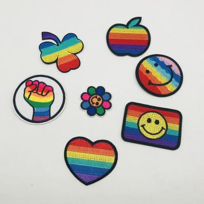 China Wholesale 7styles/set Sustainable Rainbow Patches For Garment DIY Embroidered Patch Sticker On Clothes for sale