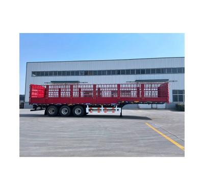 China High Quality Truck Trailer Durable Using Grid Shape Plate Cargo Pallet Red Straight Semi Trailer for sale