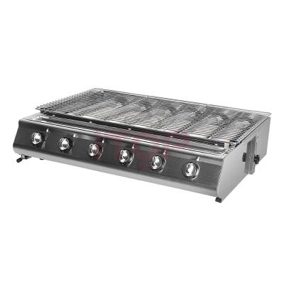 China European Adjustable Smokeless Grill 6 Burner Gas Grill 6 Burner Size Gas BBQ Grill BBQ Grill Table Top Smokeless European Adjustable for sale