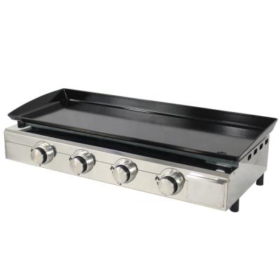 China Easily Assembled Outdoor 4 Burner Stainless Steel LPG Gas Griddle, Gas Barbecue Grill for sale