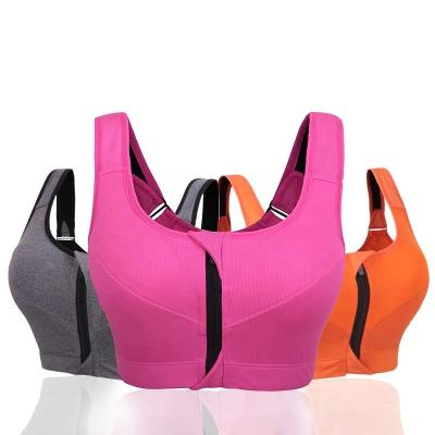 China Antibacterial Women's Zipper Front With Adjustable Straps Sports Bra Wear Yoga Sports Active Bra for sale