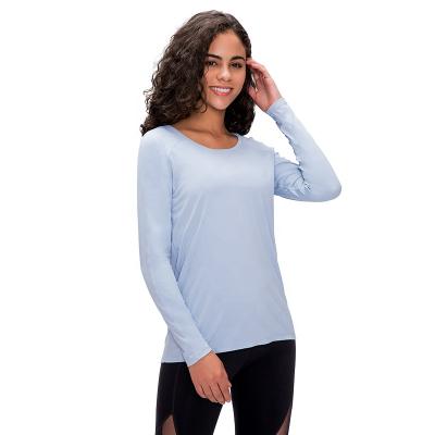 China Yoga Workout Breathable Running Tops Quick Dry Women's Long Sleeve T-Shirts for sale