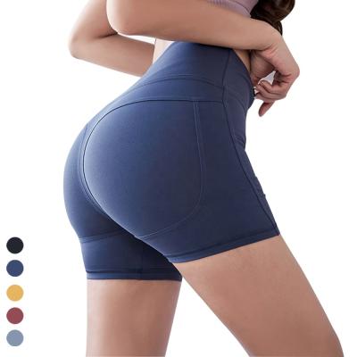 China Antibacterial Yoga Wear Custom Waisted Fitness Shorts Womens Cycling Top Shorts Active Wear 2021 for sale