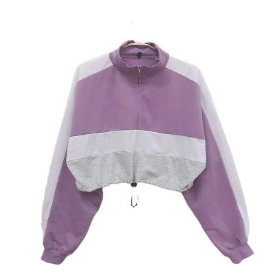 China Breathable Solid-Color Hoodie Sweatshirts Pullover Long Sleeve Crop Tops For Women for sale