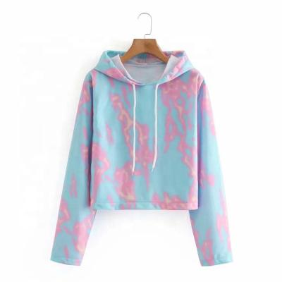 China Breathable Dye Tying Print Hoodies And Sweatshirts Pullover Hoodie Sports Wear For Women for sale