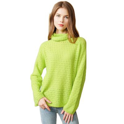 China 2021 OEM and ODM Oversized 100% Wool Knitted Turtle Neck Sweater Logo Women Mesh Design Hollowed Custom Anti-wrinkle 2021 for sale