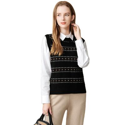 China Factory Price Manufacturer Supplier Solid Women's Wool Crewneck Sweater Vest Anti-wrinkle for sale