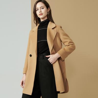 China High Quality Women's Breathable Double Breasted Cashmere Woolen Coat Outwear Long Slim Fit Women Cashmere Ditch Coats Wind Coats Clothing for sale