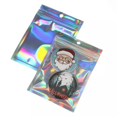 China Custom Zipper Lock Food Logo Smell Proof Food Foil Mylar Food Packaging Hologram Resealable Plastic Edible Bags Small for sale