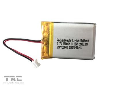 China Longa vida recarregável das baterias de íon de lítio GSP753040 do polímero 3.7V 850mAh à venda