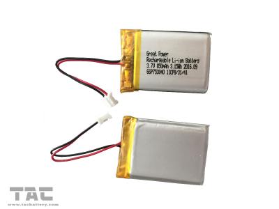 China A bateria de lítio 850mAH da bateria GSP753040 do polímero do BIS 3.7V Li para o veículo montou o sistema de segurança à venda