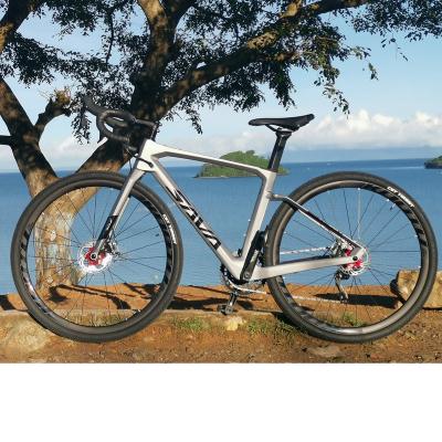 China Carbon fiber SAVA SHIMANO R11-R3000 carbon fiber gravel road bike for sale 18 speed disc brake carbon frame racing gravel bike for adults for sale