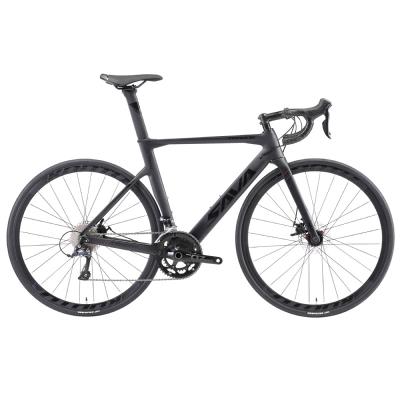 China Hot Sale Carbon Fiber SAVA SHIMANO Carbon Fiber Road Bike 18 Speed ​​700C Disc Brake Carbon Frame Road City Bicycle For Adult for sale