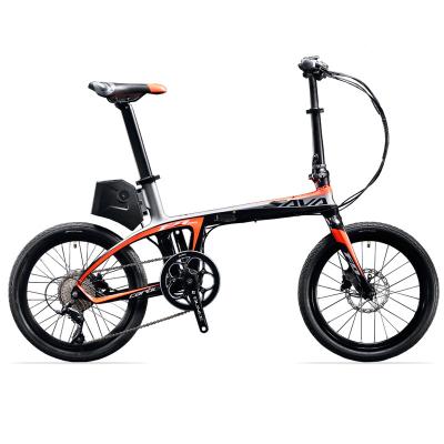 China 250W Carbon Fiber SAVA 250W Carbon Fiber ebike 20 Inch 9 Speed ​​Disc Brake Mini Folding Electric Bike e Bike for sale