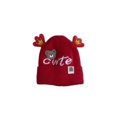 China Candy Color Children's Eco-Friendly Hat Fashion Plush Warm Warm Winter Boy Girl Bear Cartoon Knitting Hat Autumn Thick Windproof for sale