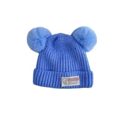 China Autumn and winter fashion\comfortable\durable baby knitted pom pom hat winter cute warm hat for kids for sale