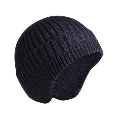 China 2022 New COMMON Autumn Winter Solid Color Plush Thickened Hearing Protection Woolen Knitting Beanie for sale