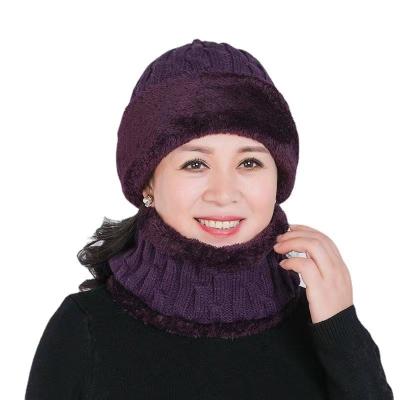 China Fashion Elderly Plush\Comfortable\Durable Winter Winter Thickened Warm Cold Proof Knitted Scarf Outdoor Cycling Hat for sale