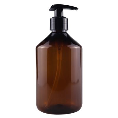 China BEAUTY PACKAGING 500ml brown plastic bottle pet detergent empty lotion bottle with black lotion pump for sale