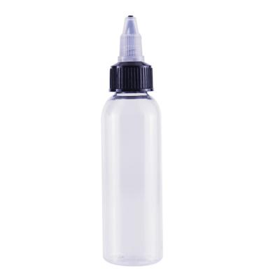 China BEAUTY PACKAGING 2oz Plastic Tattoos Ink Paint Clear Pointed Mouth Squeeze Bottle With Twist Top Cap for sale