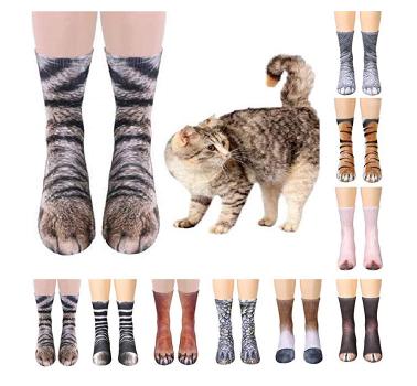 China Viable Animal Paw Socks 3D Print Funny Animal Feet Tiger Cat Leopard Paw Socks for Kids Women Men for sale