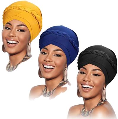 China Islamic Decoration Ladies Turban Pre-Tied African Head Hood Braid Turban Wrap For Woman for sale