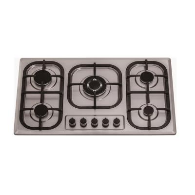 China Household gas cooker built in 5 burner stainless steel cooktop cast iron gas hob gas stove for sale