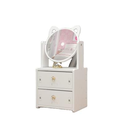 China Beautiful Finishing Sustainable Desktop Convenient Make Up Double Layer Cosmetic Storage Box With Mirror for sale