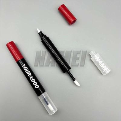 China 2 in 1 Liquid eye shadow tube Empty Plastic Eyeliner Tube With Wand Custom Logo Cosmetic Packaging for sale