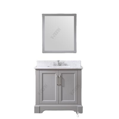 China Indonesia 36inch Vietnam New Design Modern Bathroom Cabinet Gray Single Sink Bathroom Vanity for sale