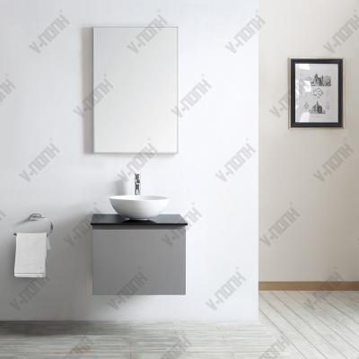 China 24 Inch Modern Wall Mounted Solid Wood Vanity Gray Bathroom Cabinet Small Size Single Sink Modern Bathroom Cabinet for sale