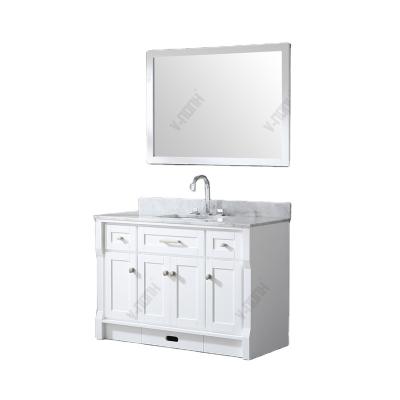 China 48 Inch Modern White Bathroom Cabinet Bathroom Vanity With White Marble Top Made In China for sale