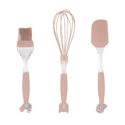 China Hot Sale Baking Tool For Oil Wholesale Brush Scraper Beater Cartoon Baking Tools Three Piece Set Baking Tool Kit for sale