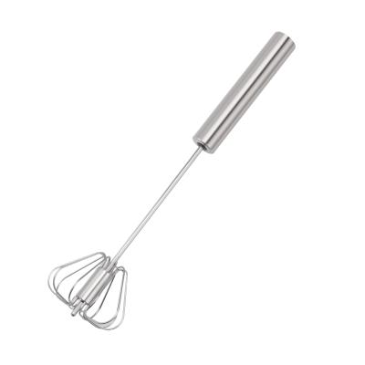 China Semi-automatic Egg Beater Cooking Stainless Steel Mixer Egg-beater Metal Disposable Beater Mini Manual Push Rotating wihsk for sale