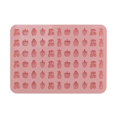 China Food Grade 66 Cavity Silicone Candy Mold Viable Mini Fondant Chocolate Jelly Mold Fruit Model for sale